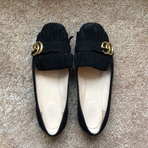 GUCCI black suede Marmont flats
